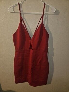 Tobi Womans Red V Neck Bodycon Dress Size M